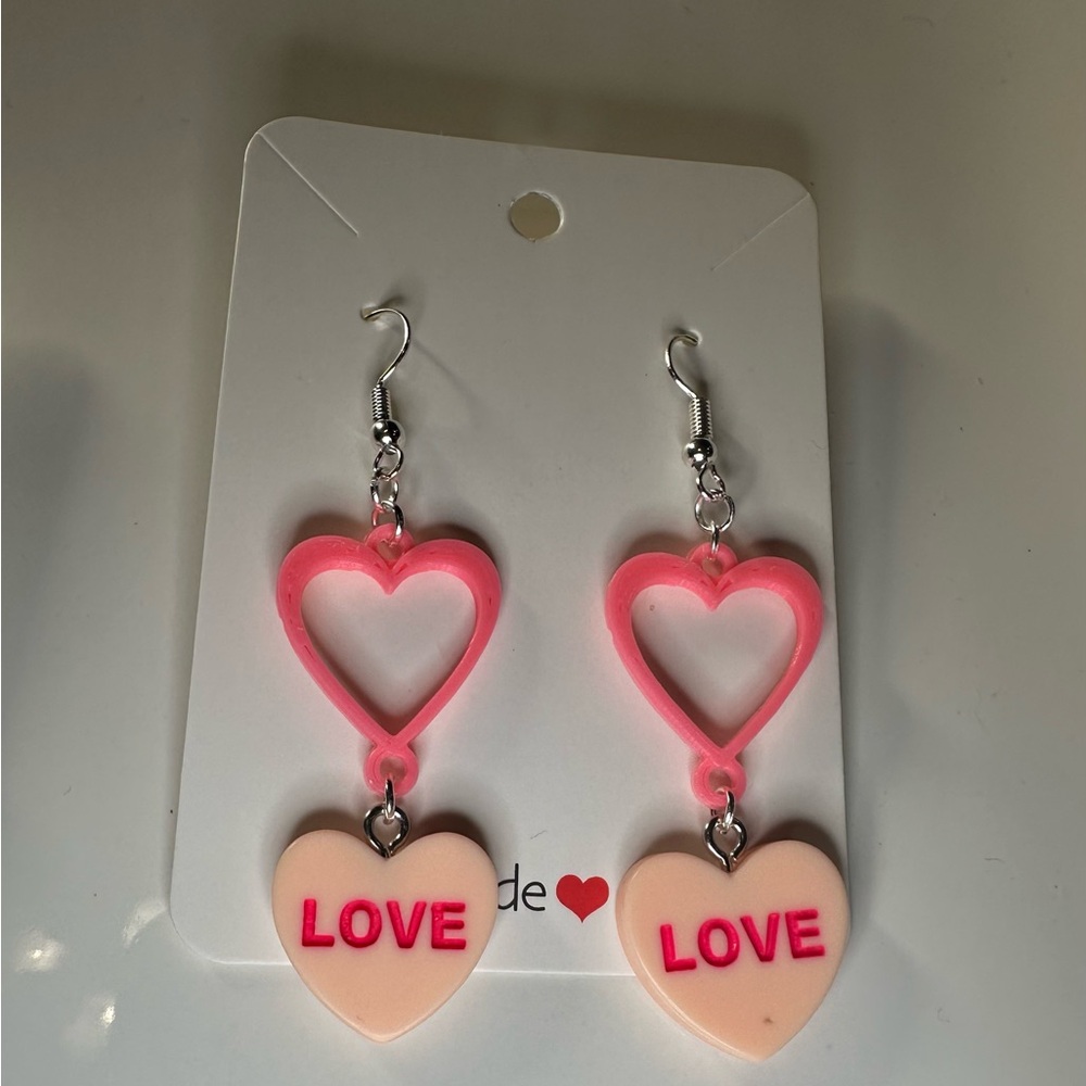 Handmade Candy Heart Love or Be Mine Earring NEW - Picture 4 of 6